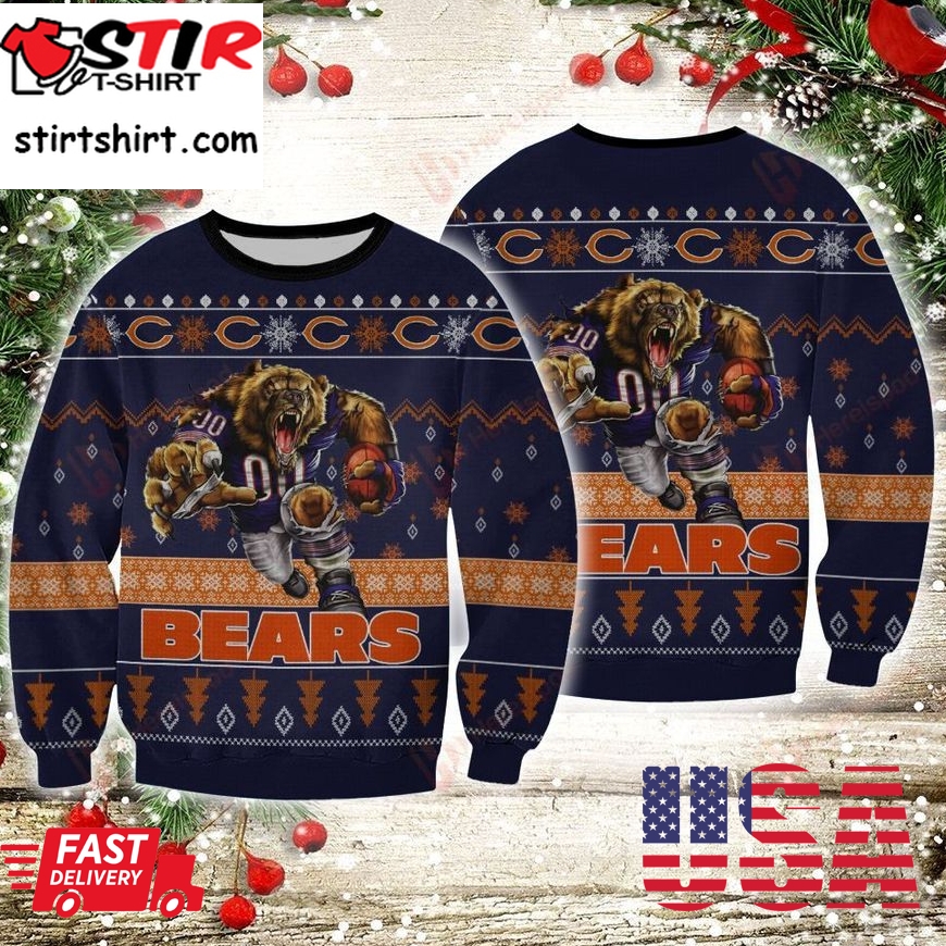 Chicago Bears Player Rushing Ugly Sweater