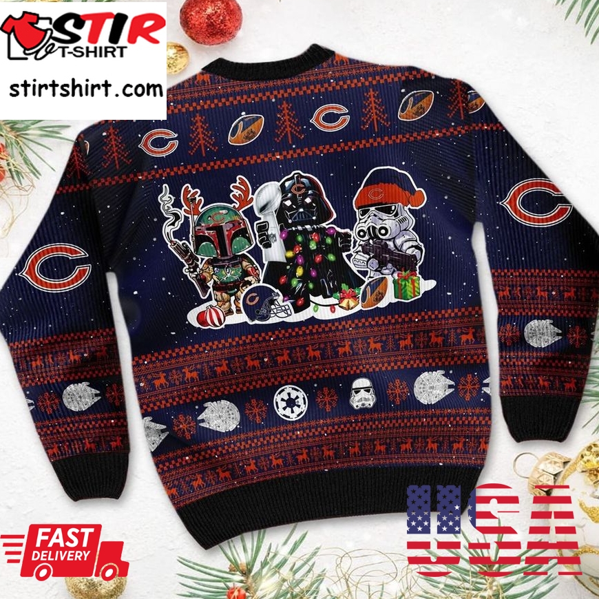 Chicago Bears Star Wars Christmas Ugly Sweater Darth Vader Boba Fett Stormtrooper