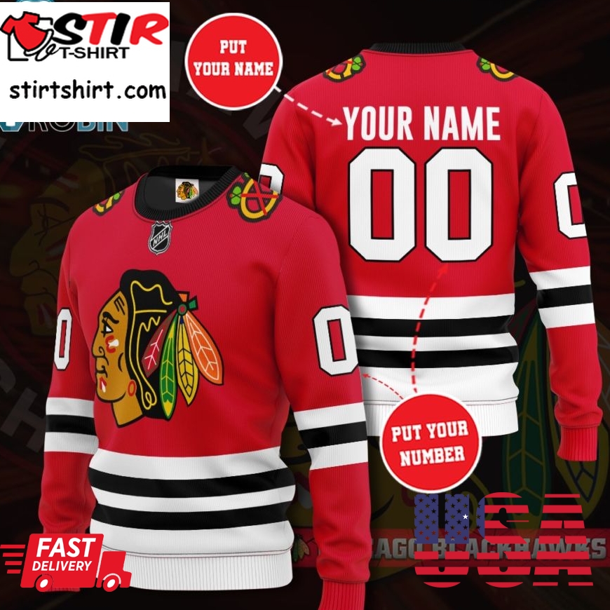 Chicago Blackhawks Personalized 3D Full Printed Sweater