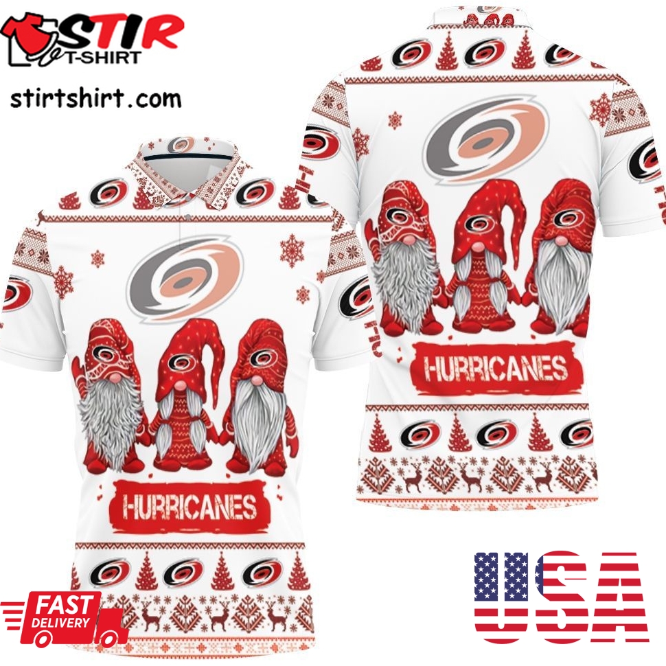 Christmas Gnomes Carolina Hurricanes Ugly Sweatshirt Christmas 3D Polo Shirt All Over Print Shirt 3D T Shirt