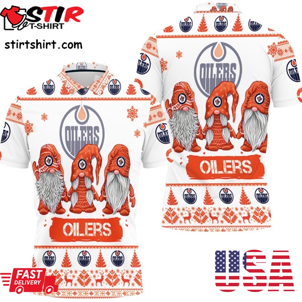 Christmas Gnomes Edmonton Oilers Ugly Sweatshirt Christmas 3D Polo Shirt All Over Print Shirt 3D T Shirt