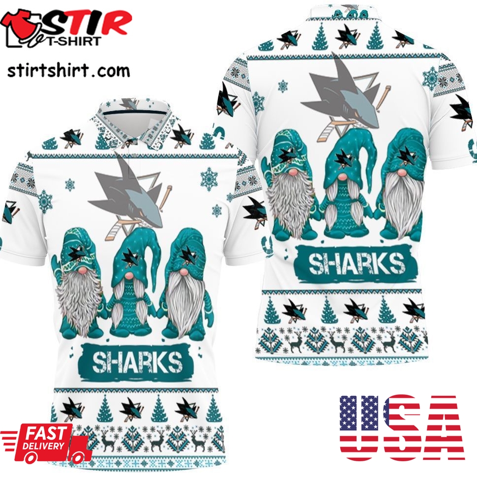 Christmas Gnomes San Jose Sharks Ugly Sweatshirt Christmas 3D Polo Shirt All Over Print Shirt 3D T Shirt
