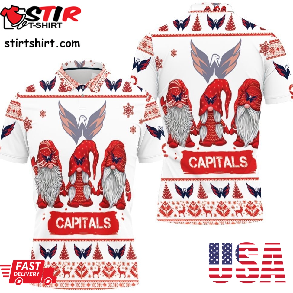 Christmas Gnomes Washington Capitals Ugly Sweatshirt Christmas 3D Polo Shirt All Over Print Shirt 3D T Shirt