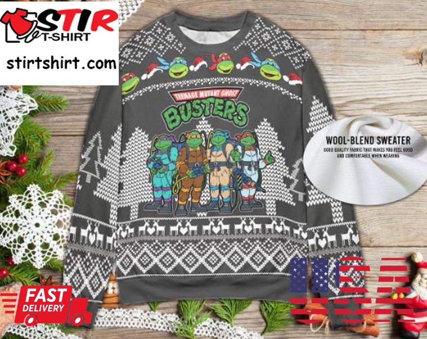 Christmas Teenage Mutant Ninja Turtles X Ghost Busters 3D Ugly Knitted Sweater