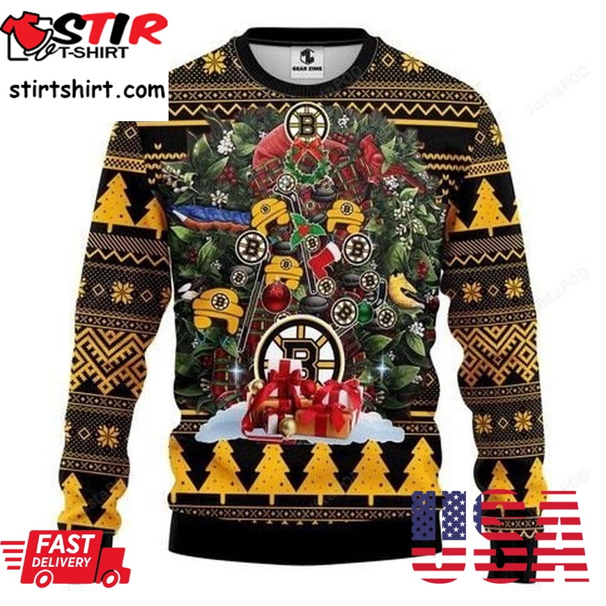 Christmas Tree Boston Bruins Ugly Christmas Sweater, All Over Print Sweatshirt, Ugly Sweater, Christmas Sweaters, Hoodie, Sweater