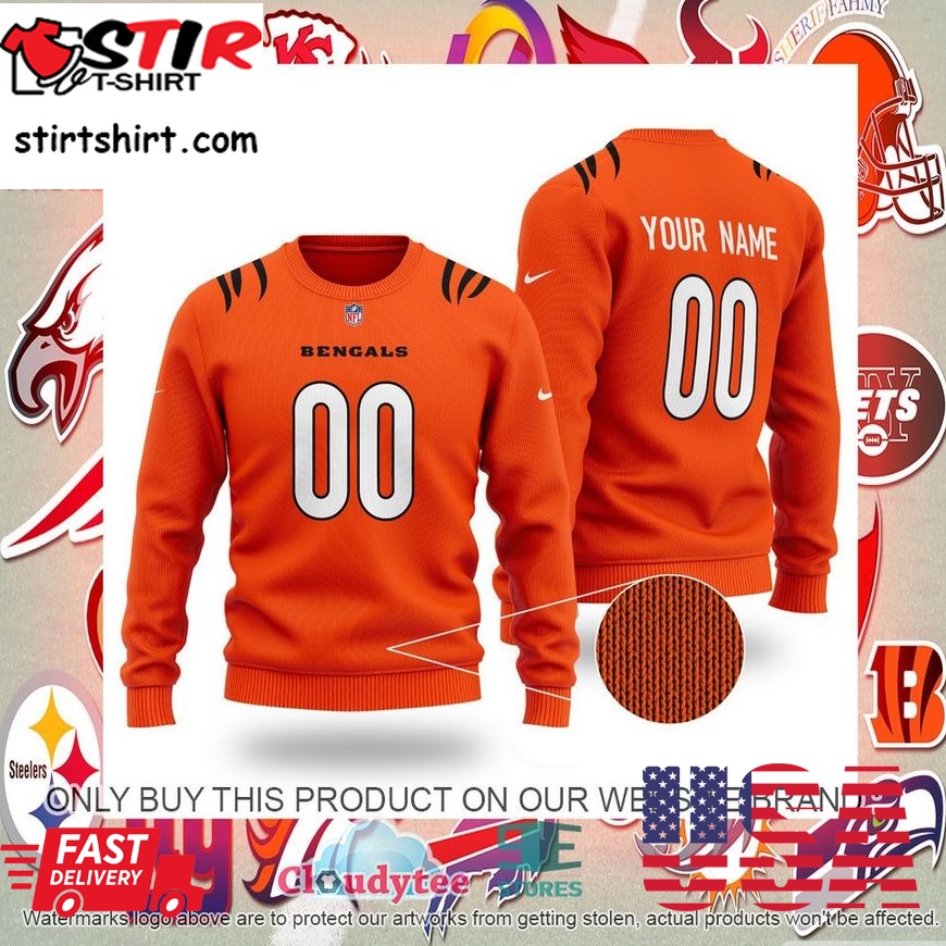 Cincinnati Bengals Nfl Personalized Orange Sweater 