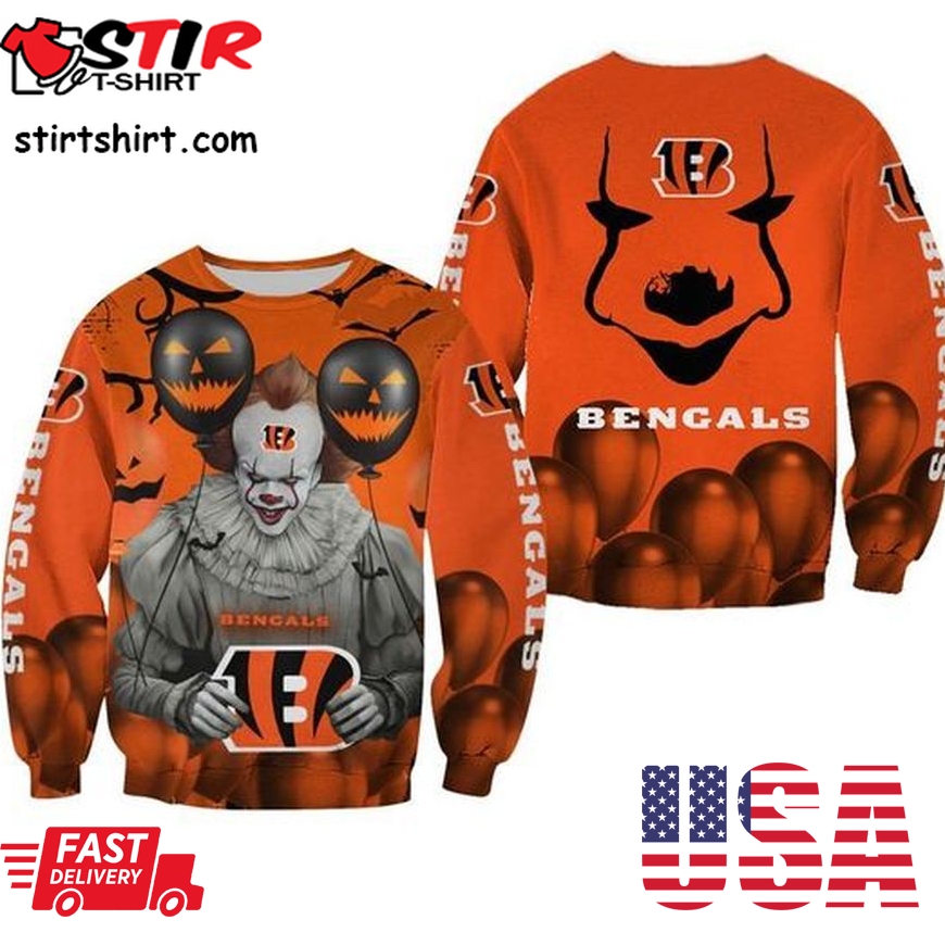 Cincinnati Bengals Pennywise The Dancing Clown It Halloween 3D Printed Sweater