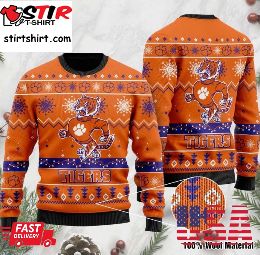 Clemson Tigers Football For Fans Ugly Christmas Sweater, All Over Print Sweatshirt, Ugly Sweater, Christmas Sweaters, Hoodie, Sweater