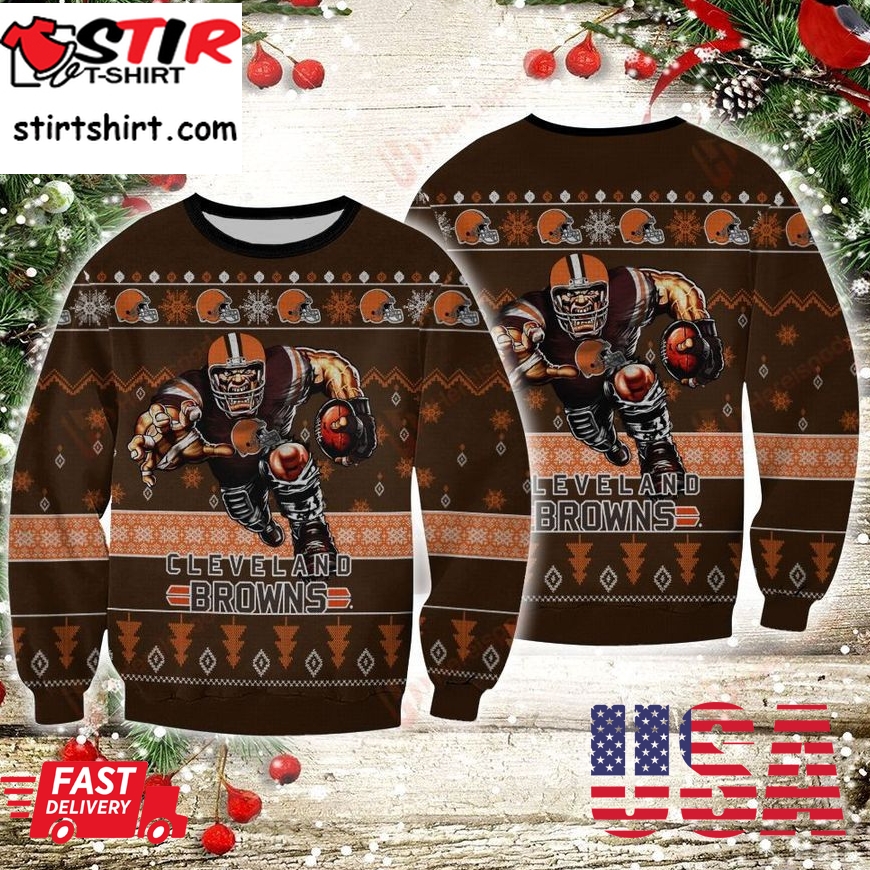 Cleveland Browns Player Rushing Ugly Sweater
