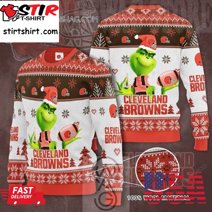 Cleveland Browns The Grinch Knitting Pattern Ugly Christmas Sweater