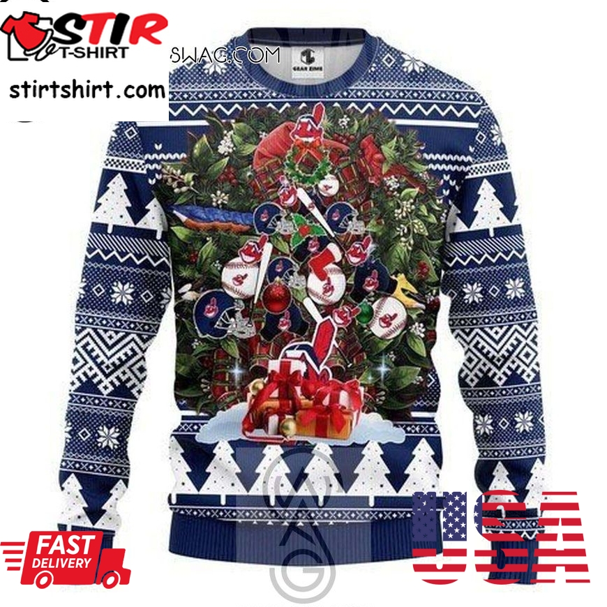 Cleveland Indians Christmas Tree Knitting Pattern Ugly Christmas Sweater