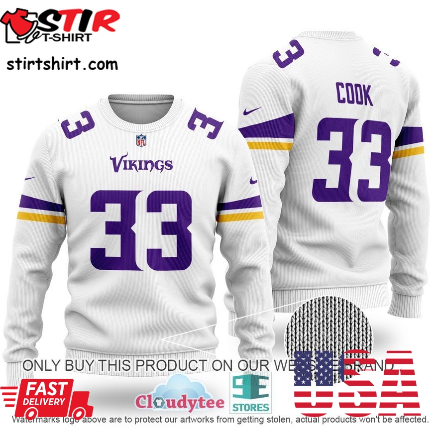 Cook 33 Minnesota Vikings Nfl Wool Sweater  