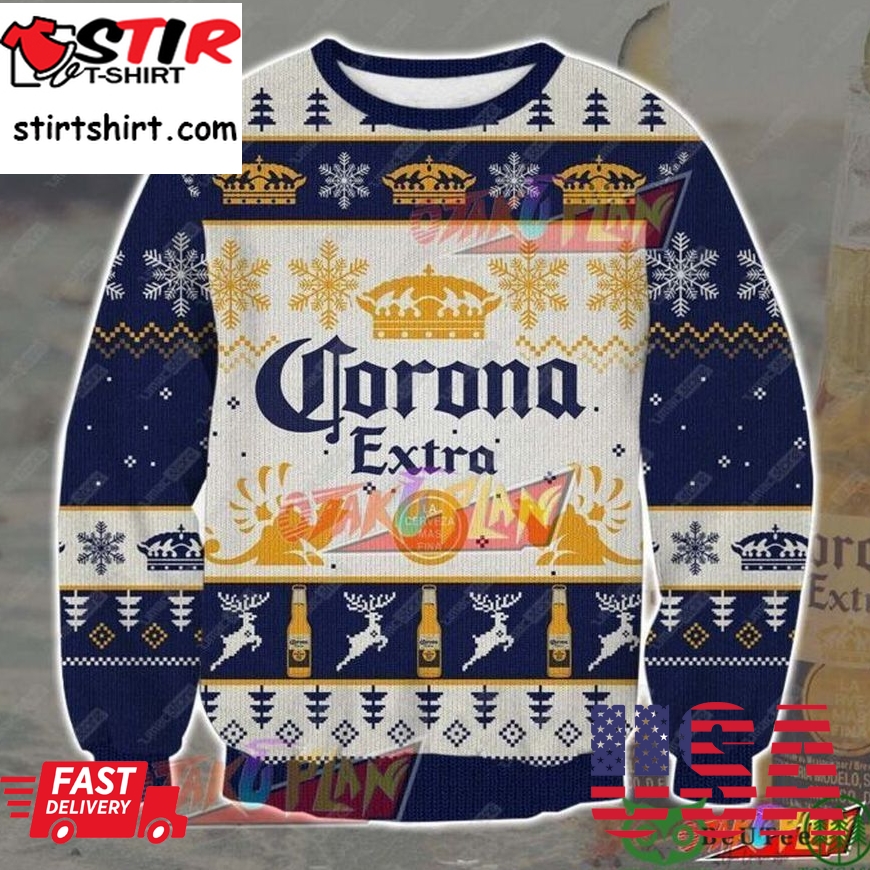Corona Extra Ugly Christmas Sweater Holiday Drinking Gift