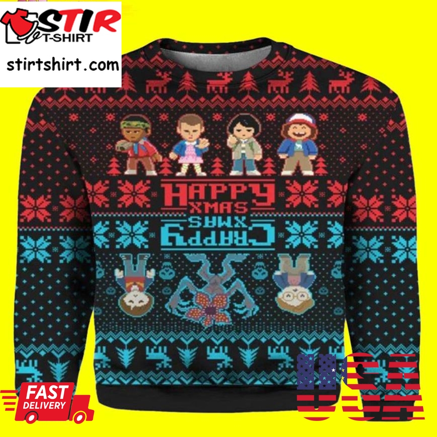 Crappy Xmas Stranger Things Ugly Christmas Sweater 3D