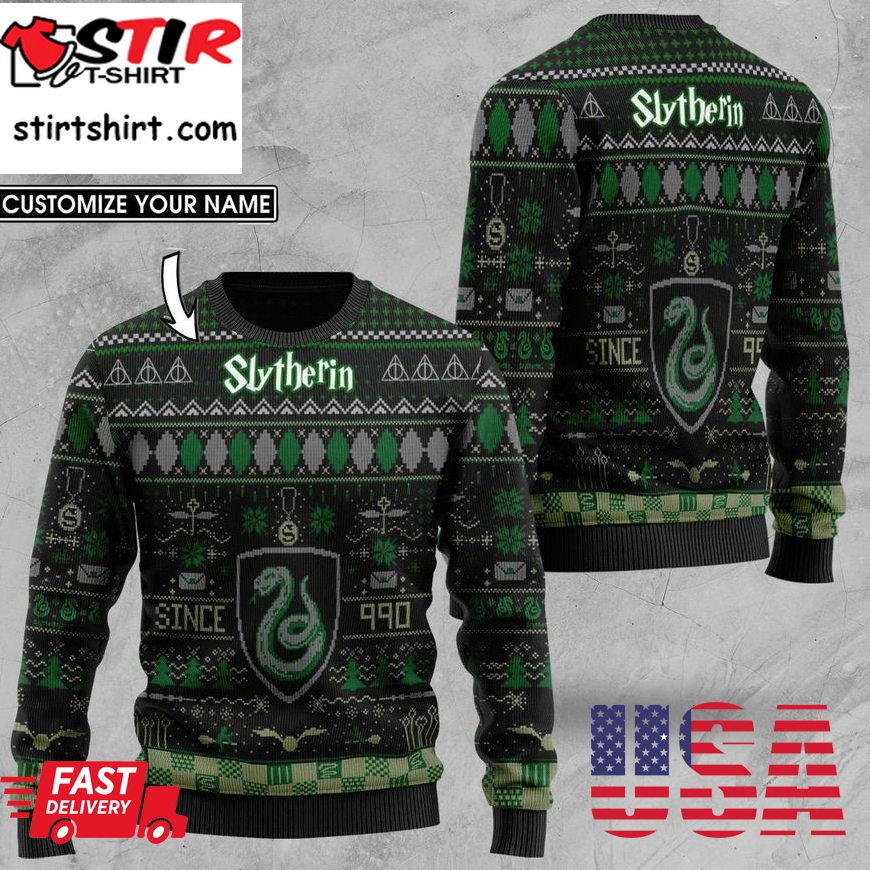 Custom Name Harry Potter Slytherin Knitted Sweater