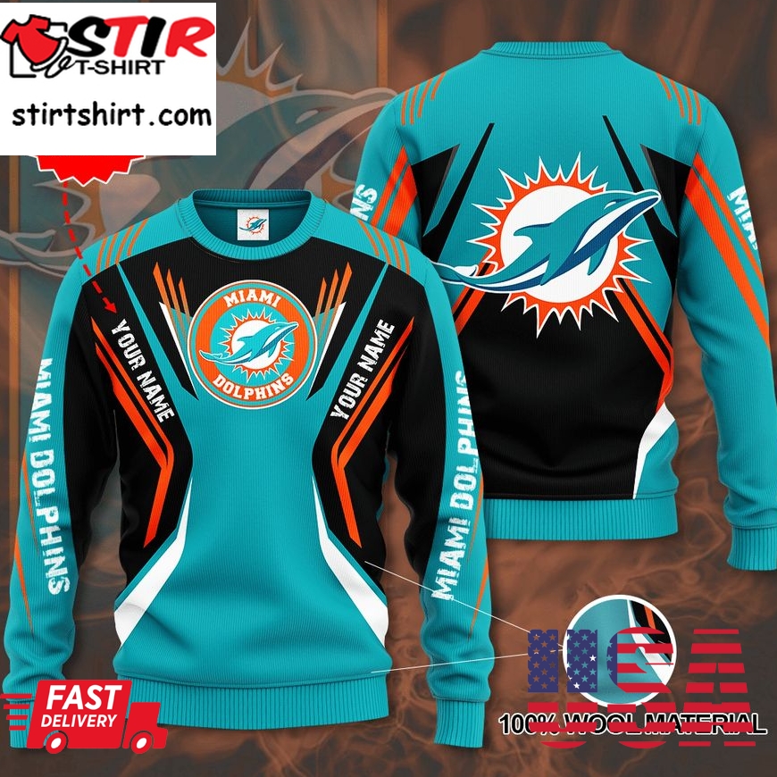 Custom Name Miami Dolphins Sweater