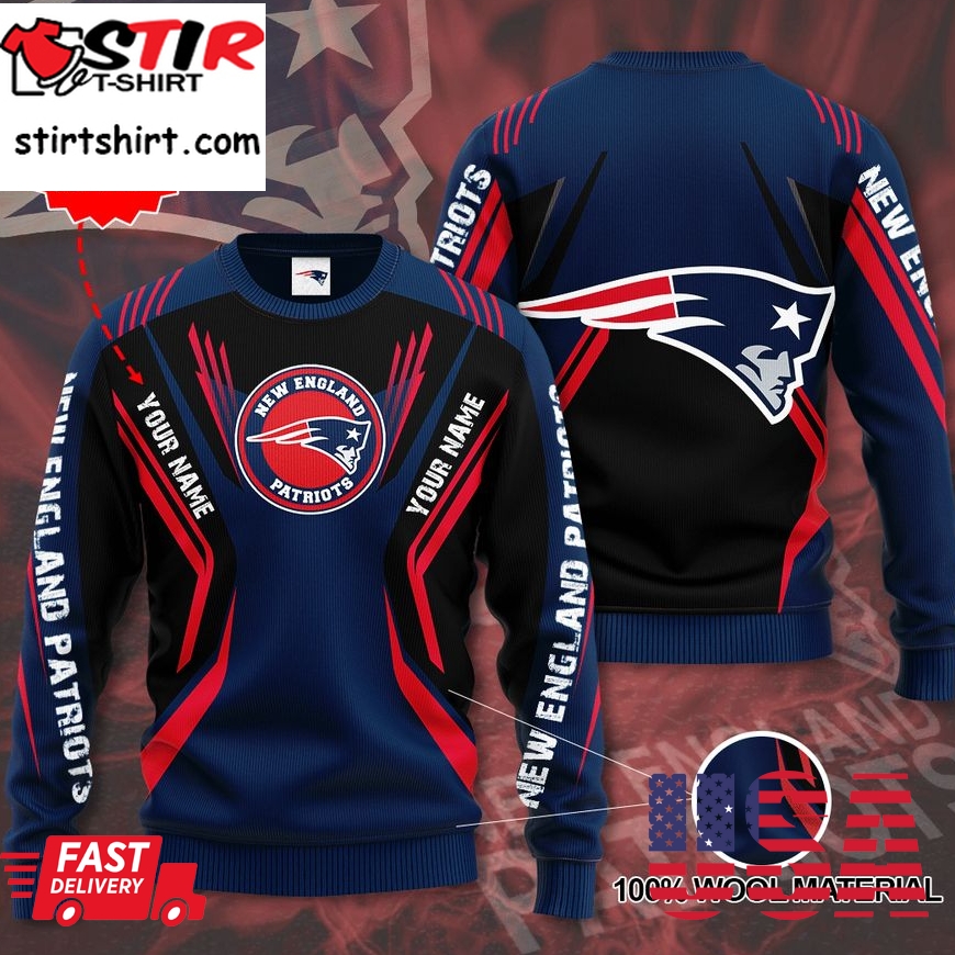 Custom Name New England Patriots Big Logo Sweater