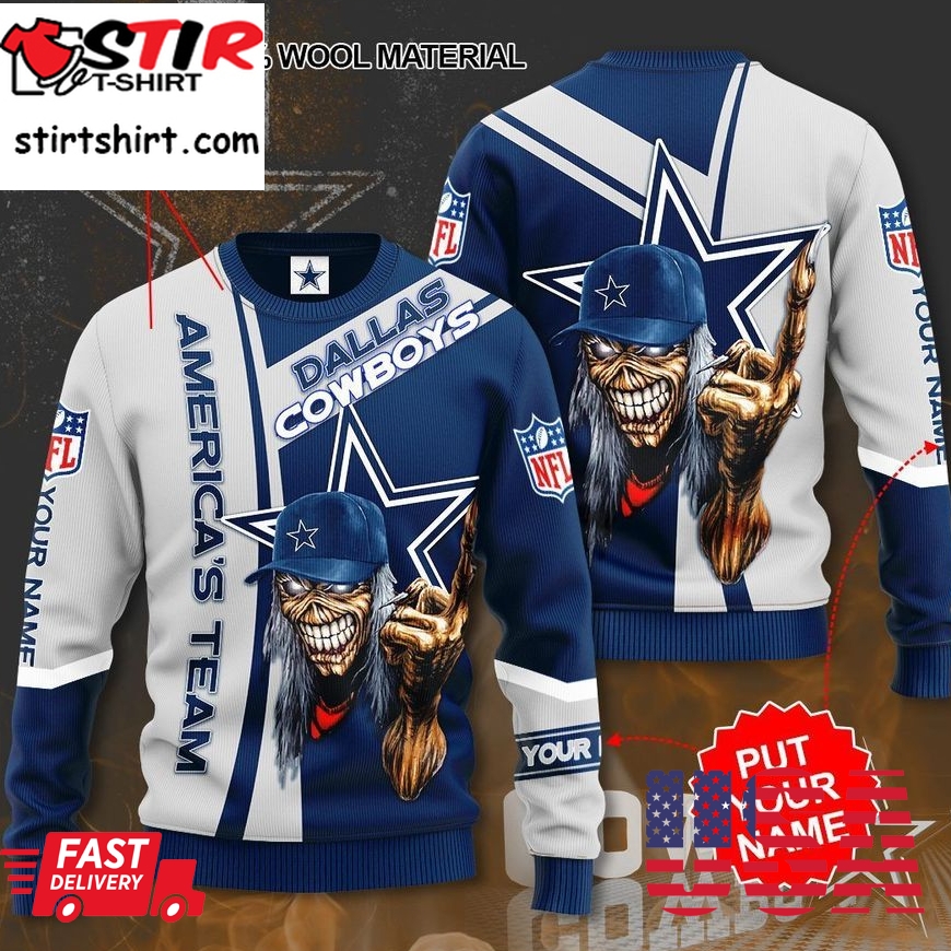 Custom Name Nfl Dallas Cowboys Skull Sweater