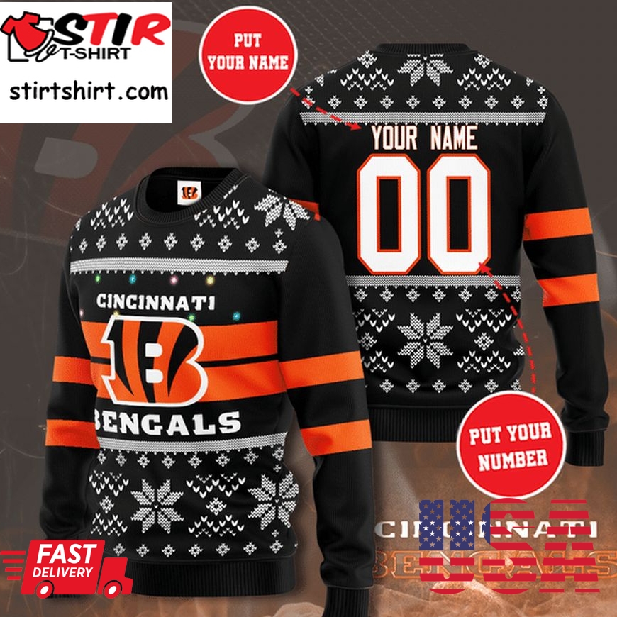 Custom Name Number Chicago Bears Christmas Sweater