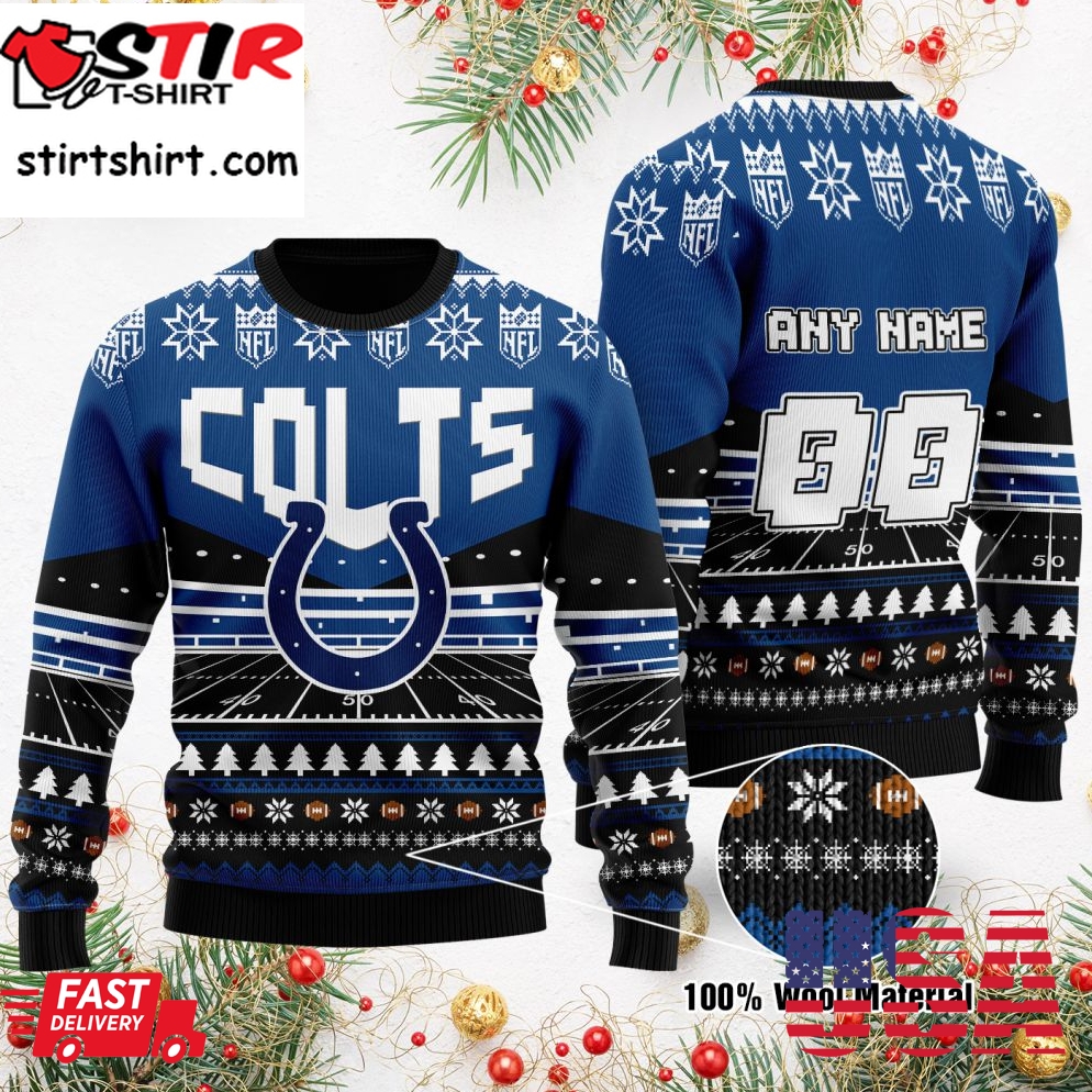 Custom Name Number Nfl Indianapolis Colts Rugby Stadium Ugly Christmas Sweater