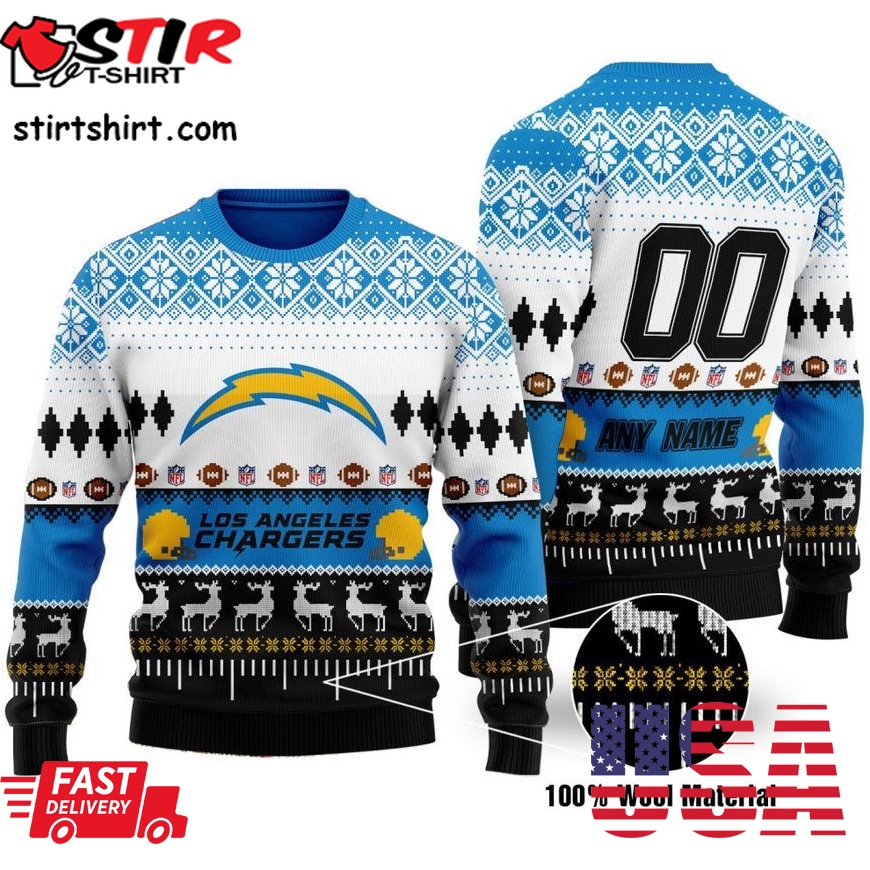Custom Name Number Nfl Los Angeles Rams Playing Field Ugly Christmas Sweater