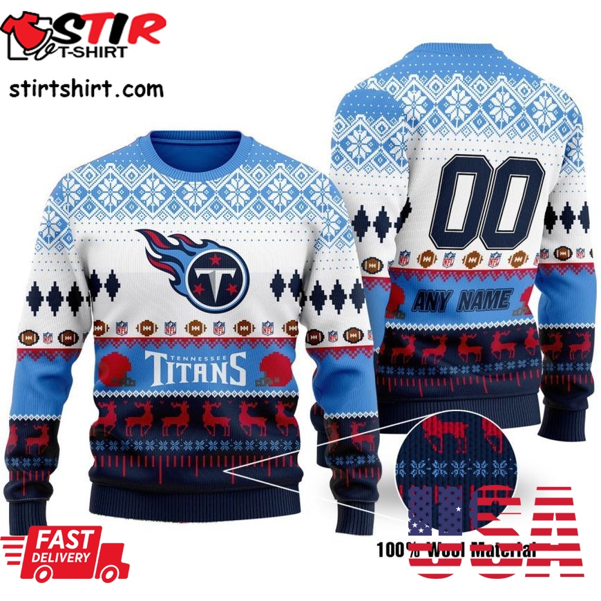Custom Name Number Nfl Tennessee Titans Playing Field Ugly Christmas Sweater