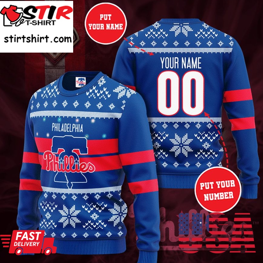 Custom Name Number Philadelphia Phillies Christmas Sweater