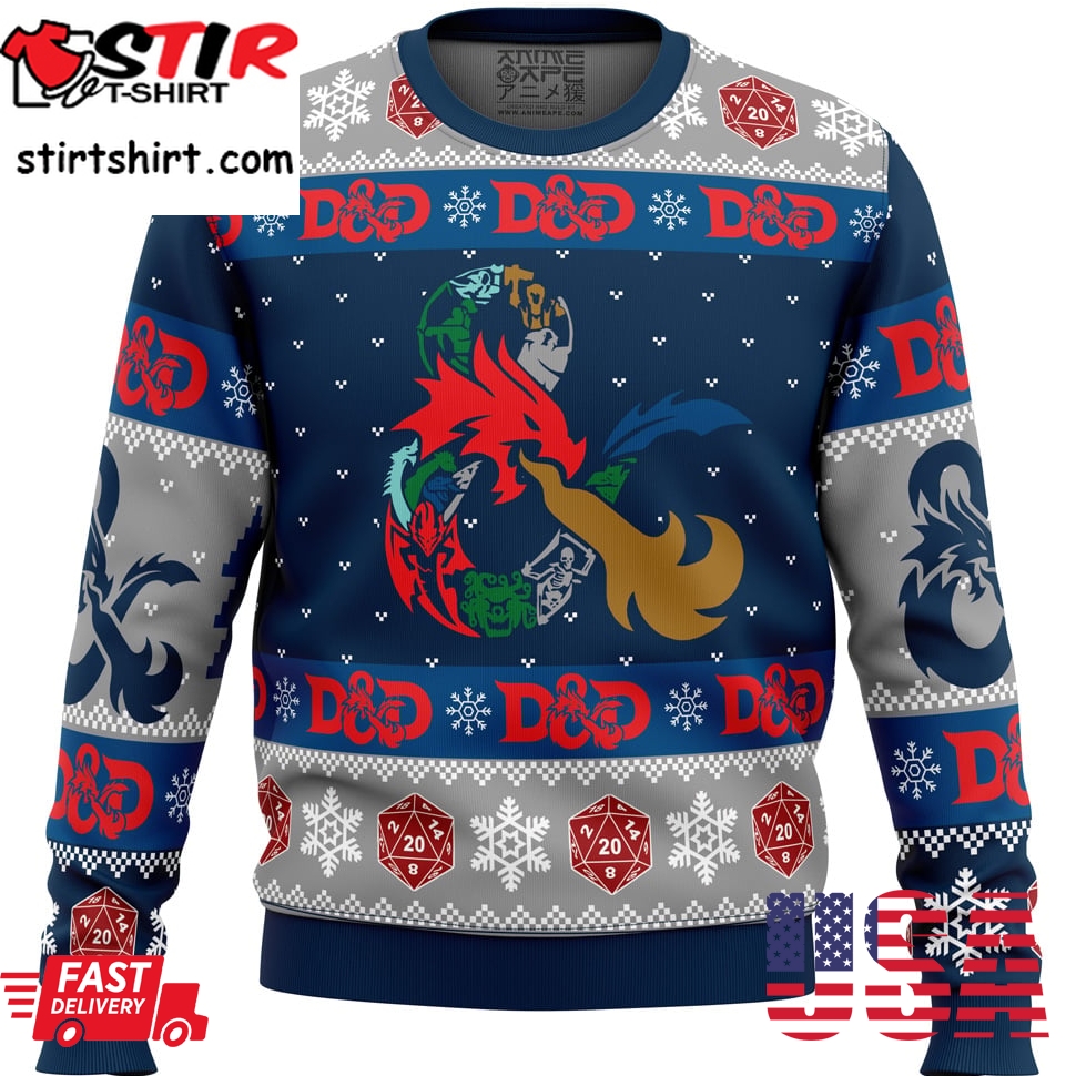 D 20 Dungeons _ Dragons Ugly Christmas Sweater