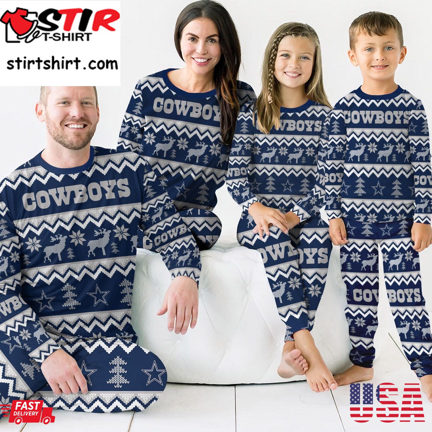 Dallas Cowboys Best Holiday Matching Family Christmas Pajamas Ugly Christmas