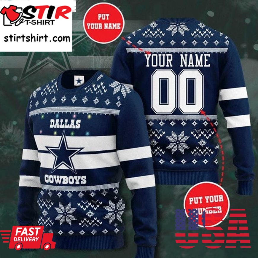 Dallas Cowboys Chrismas Sweater Custom Name And Number Ugly
