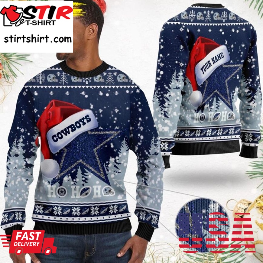 Dallas Cowboys Ho Ho Ho Custom Dallas Cowboys Ugly Christmas Sweater