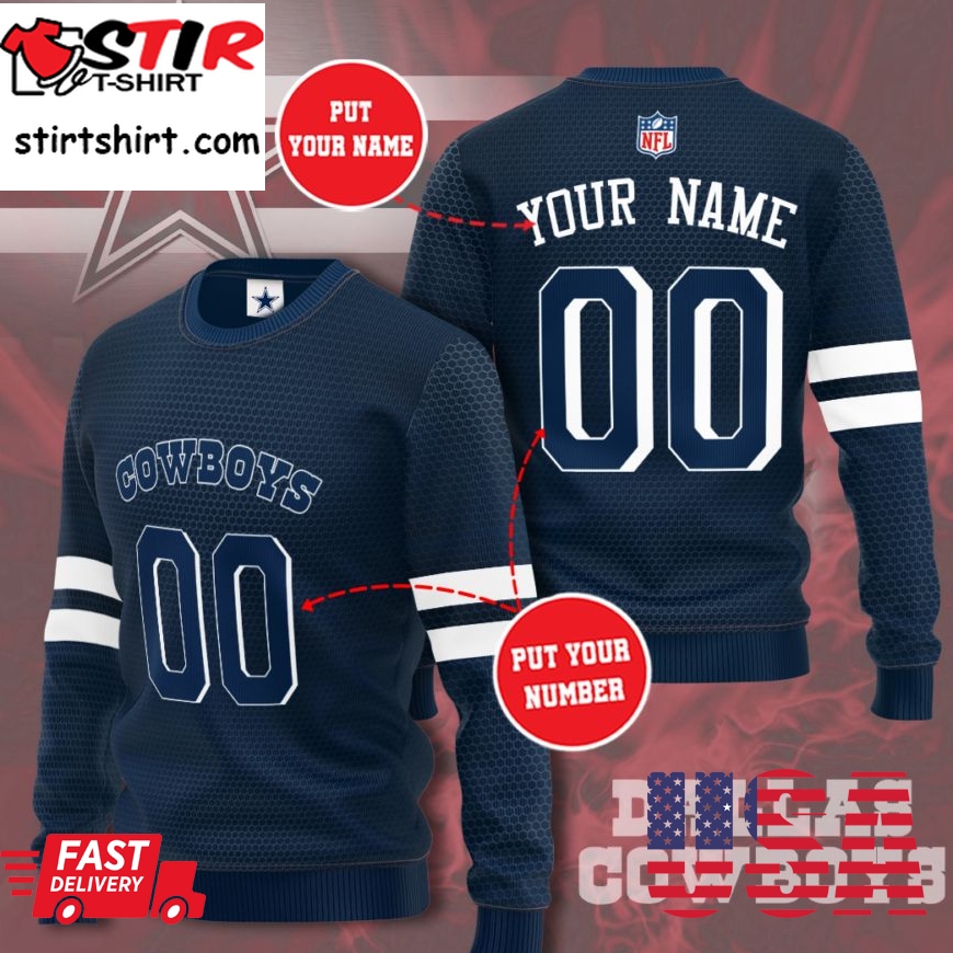 Dallas Cowboys Personalized All Over Print Sweater