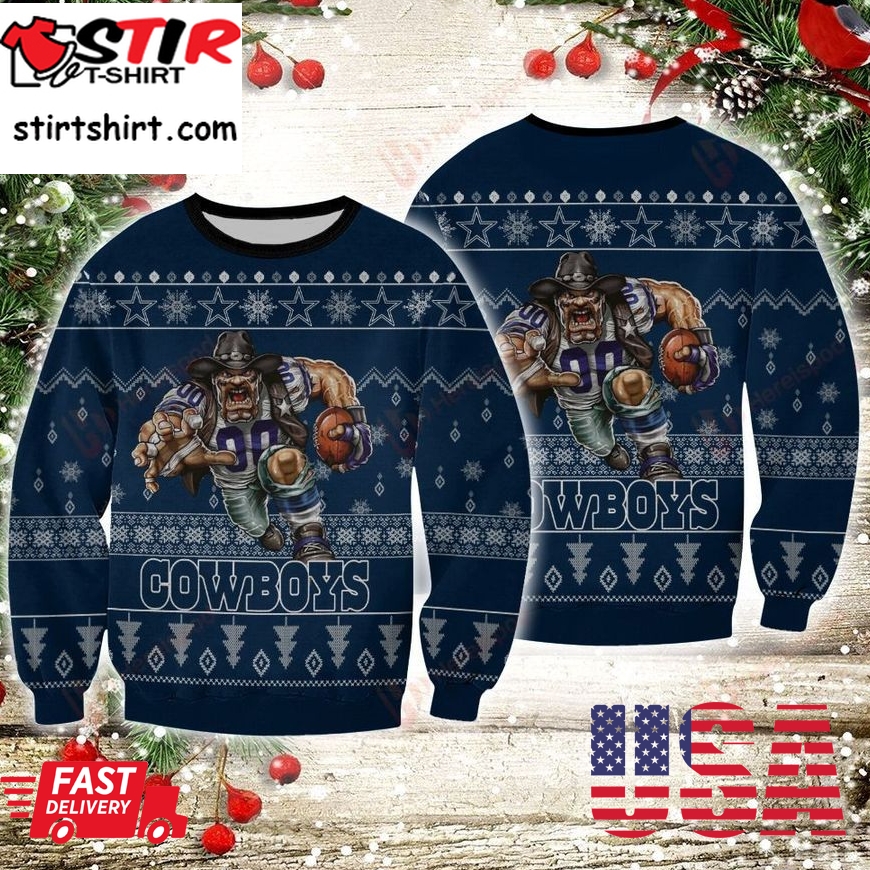 Dallas Cowboys Player Rushing Ugly Sweater
