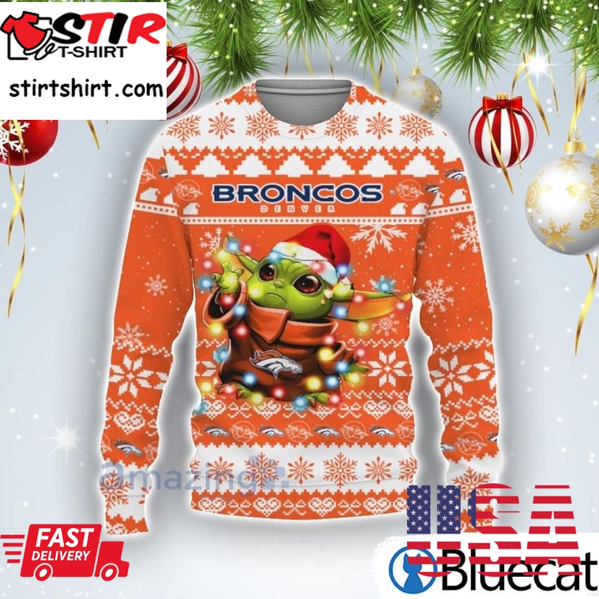 Denver Broncos Baby Yoda Star Wars American Ugly Christmas Sweater