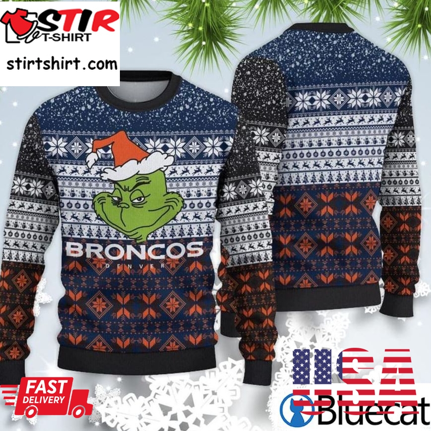 Denver Broncos Christmas Grinch Sweater For Fans