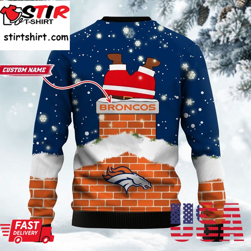 Denver Broncos Nfl Football Santa Claus 3D Ugly Christmas Sweater