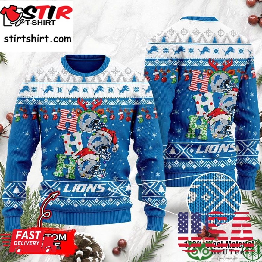 Detroit Lions Nfl Christmas Hohoho Ugly Sweater Custom Name