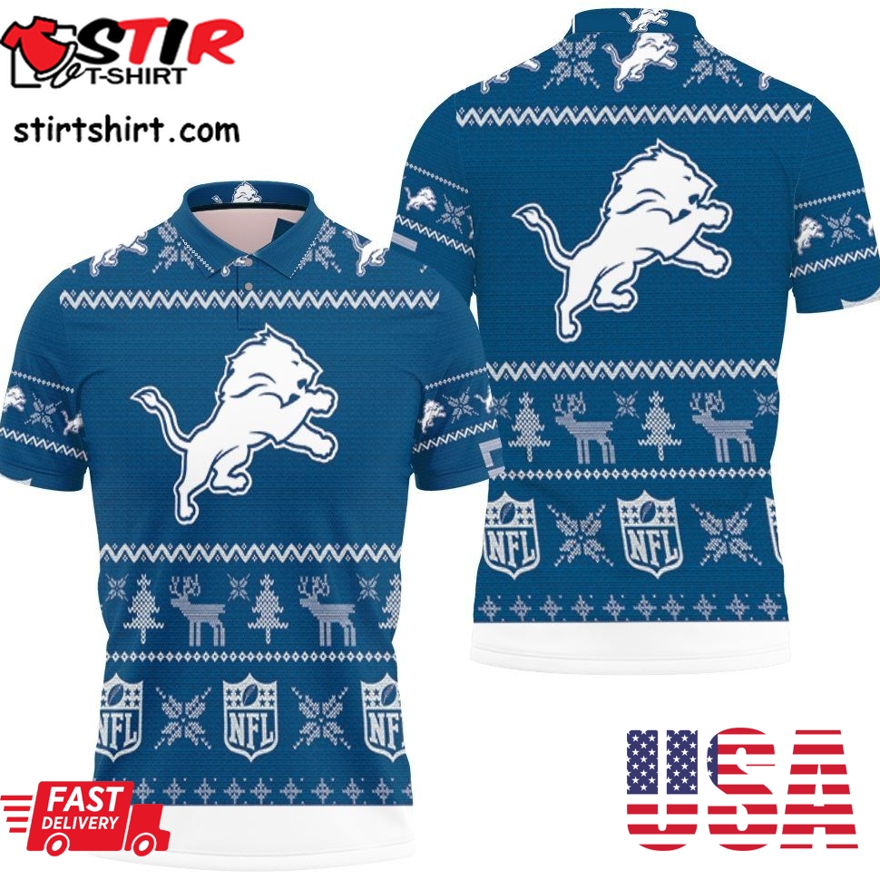 Detroit Lions Ugly Sweatshirt Christmas 3D Polo Shirt All Over Print Shirt 3D T Shirt