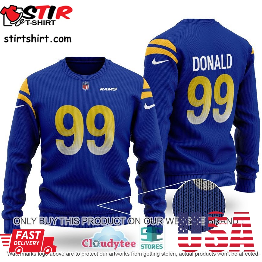 Donald 99 Los Angeles Rams Nfl Blue Wool Sweater 