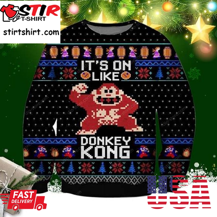 Donkey Kong Knitting Pattern 3D Print Ugly Christmas Sweater