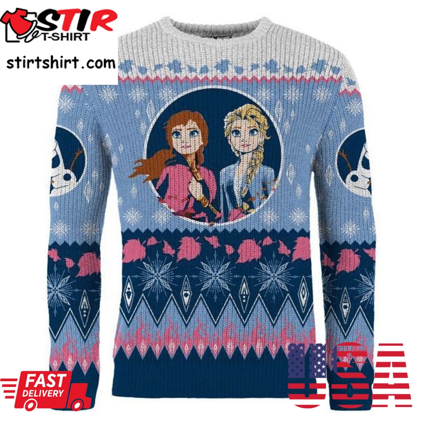 Elsa _Amp Anna Disney Frozen Ugly Sweater Gifts, Disney Frozen Gift For Fans Ugly Sweater