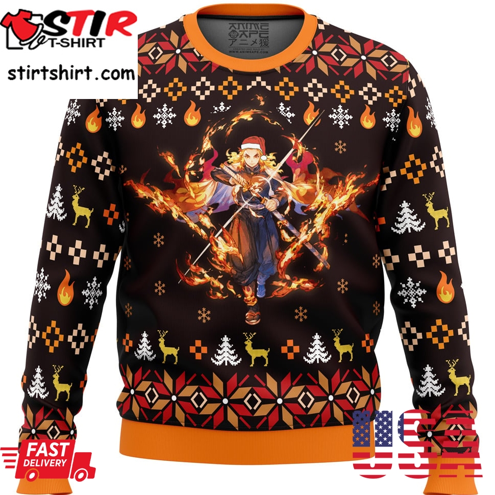Fire Rengoku Demon Slayer Christmas Sweater