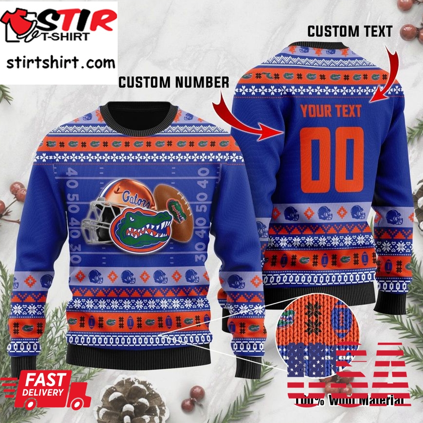 Florida Gators Custom Name  Number Personalized Ugly Christmas Sweater