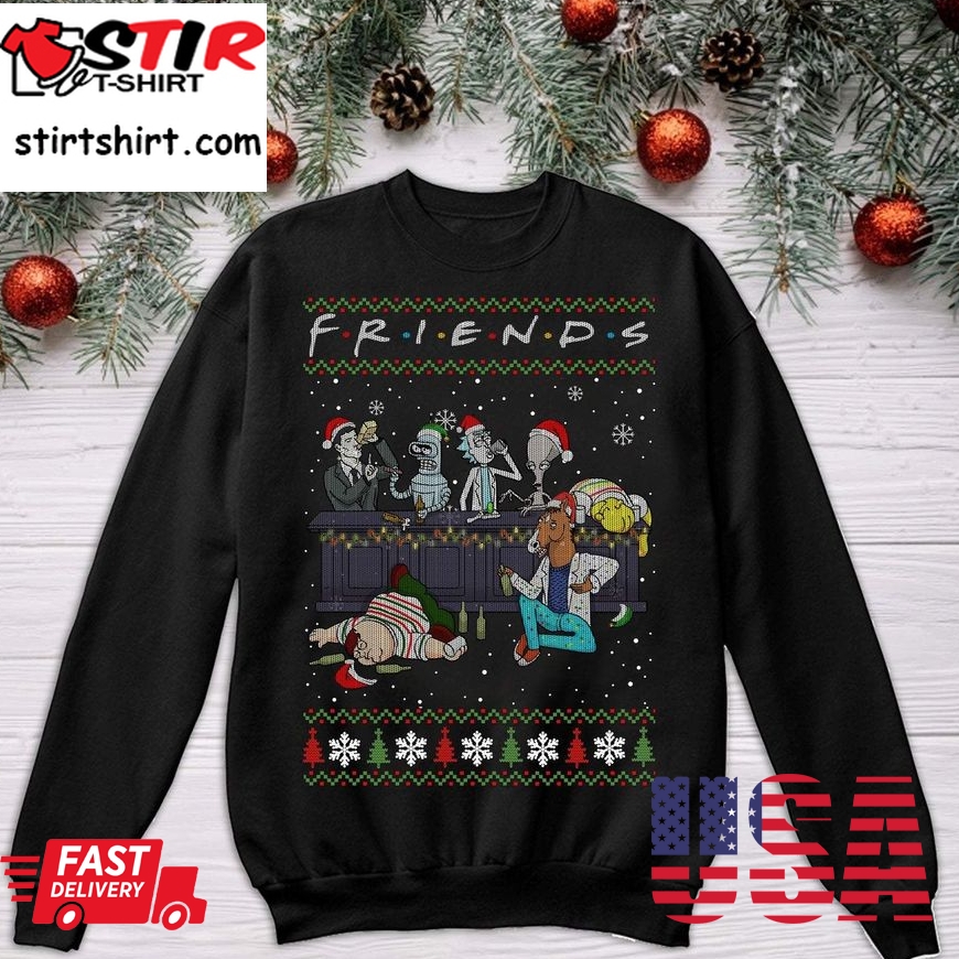 Friends Rick And Morty Simpson Ugly Christmas Sweater