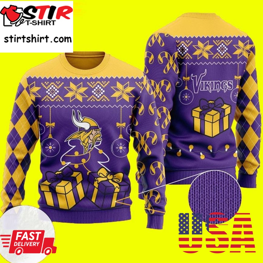 Funny Minnesota Vikings Ugly Christmas Sweater Holiday Xmas Party