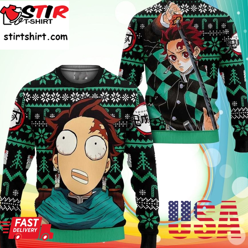 Funny Tanjiro Ugly Christmas Sweater Anime Demon Slayer Xmas Gifts