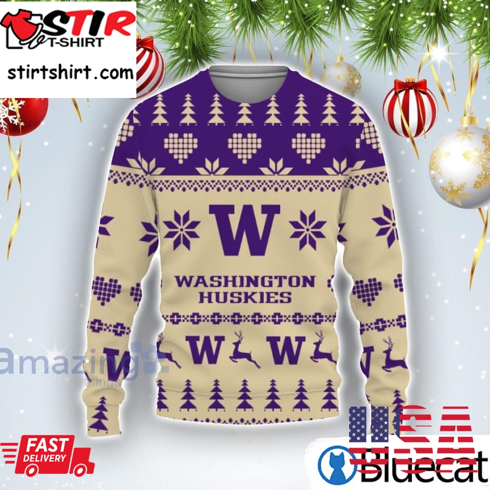 Funny Washington Huskies Merry Ugly Christmas Sweater