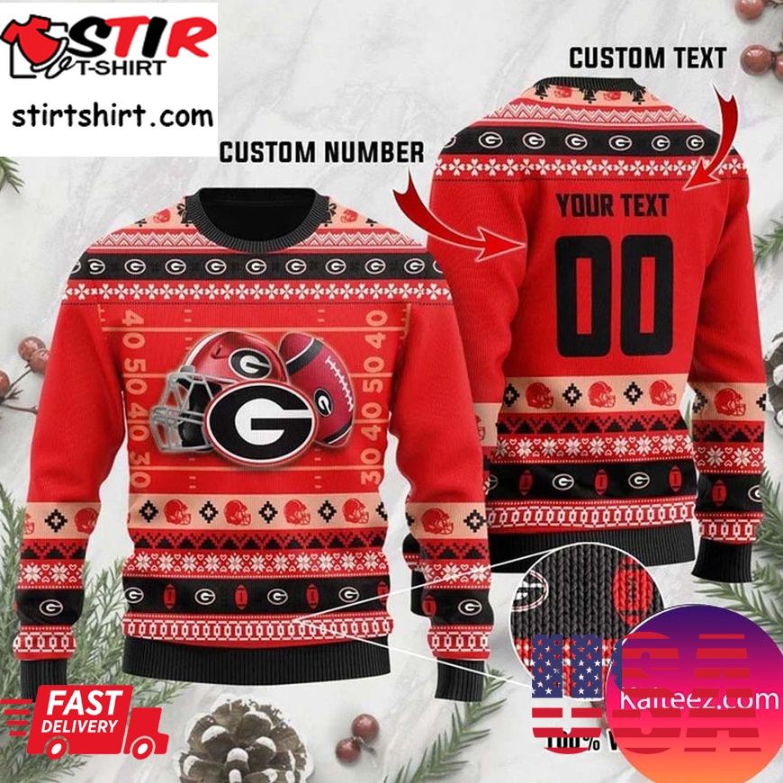 Georgia Bulldogs Custom Name Amp Number Personalized Christmas Ugly Sweater