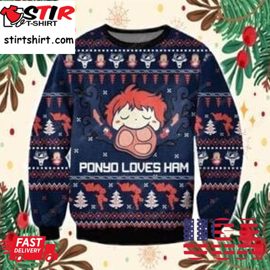 Ghibli Studio Ponyo Ugly Christmas Sweater All Over Print Sweatshirt