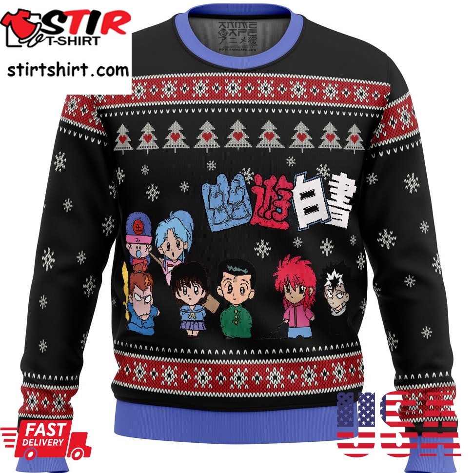 Ghost Fighter Yuyu Hakusho Chibis Ugly Christmas Sweater